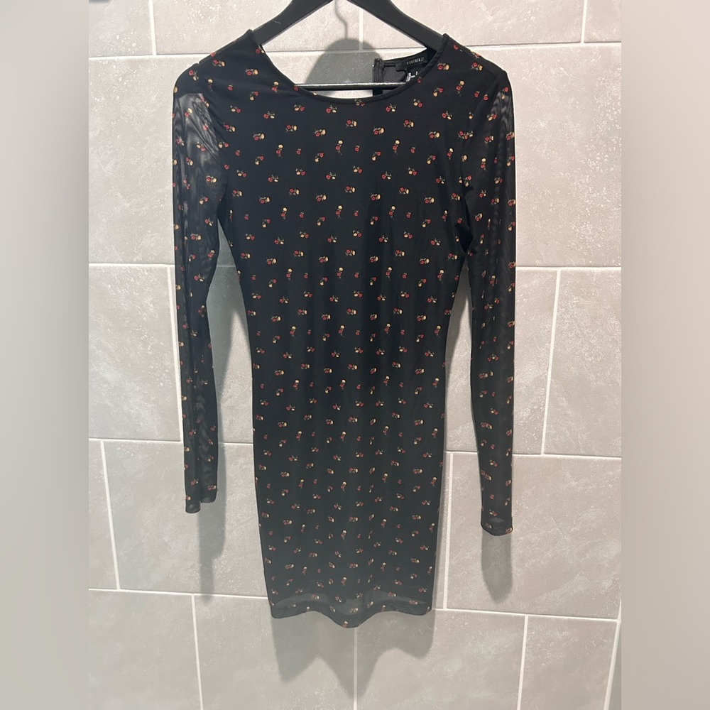 Floral Black Sleeved Dress